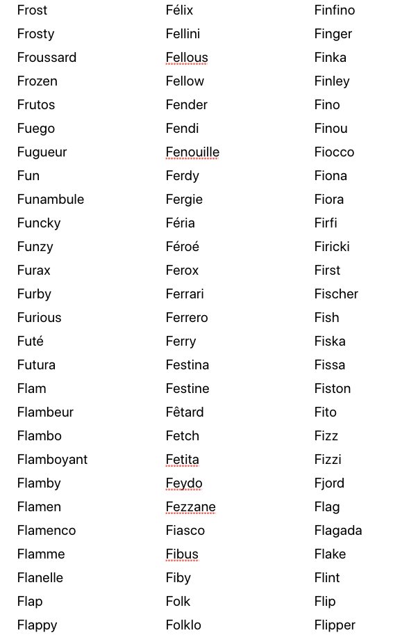 Liste Des Prenoms 10 Clinique Orthovet St Jean De Vedas